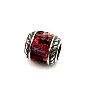Brighton St Michel Round Red Multi Colors Crystals Silver Spacer Bead